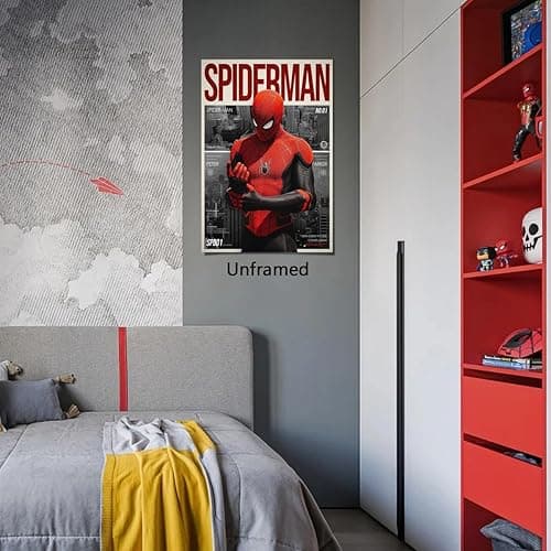 COMOR MOVIE Spiderman Poster For Fans Kids Birthday Party Decorations Gitfs-Spider-Man Wall Art-Spiderman Wall Decor-Canvas Prints Picture For Teen Boy Girls Bedroom Decor thumbnail 5