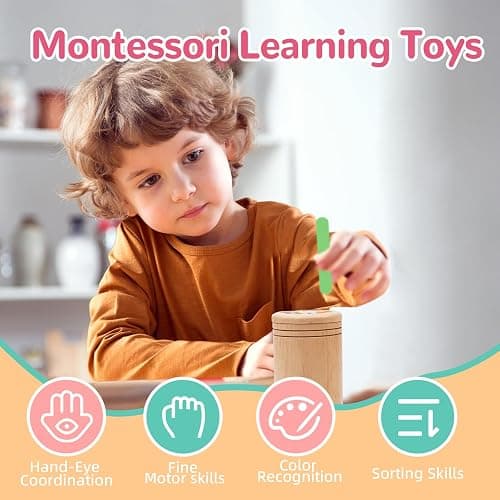MTTIERY Montessori Wooden Color Sorting Toys for 18 Month Old,Preschool Learning Activities Educational Fine Motor Matching Game,Birthday Gifts for Boys Girls - Ice Cream Stick thumbnail 4