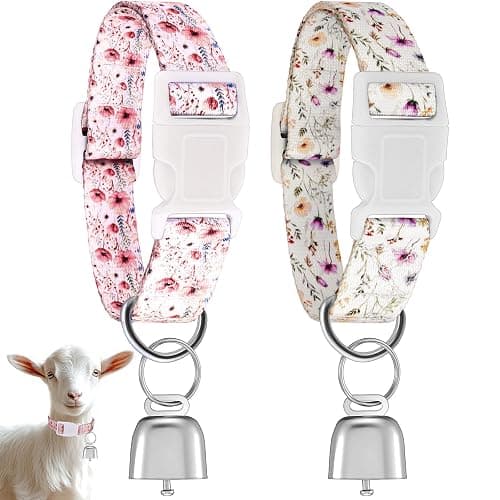 Yeyeplum 2 Pack Goat Collars with Bells, Sheep Grazing Copper Bells and Adjustable Nylon Collar Set Loud Bronze Bell for Farm Animal Sheep Cow Accessories Christmas Thanksgiving Gift for Goat Lovers - Image 1