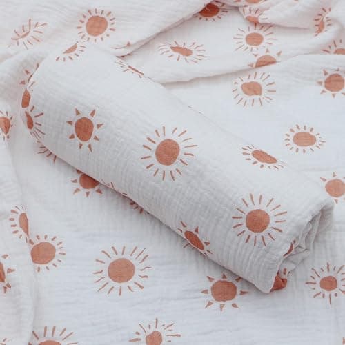 Axwang Muslin Swaddle Blanket for Newborn, 3 Pack, Soft Breathable Receiving Blanket, 38 x 40 Inches, Swaddle Wrap and Burping Cloth (Rainbow) thumbnail 5
