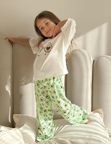 Arshiner Girls Pajama Set 3 Piece Short Sleeve Sleepwear Summer Soft Cute Pjs Outfits thumbnail 3