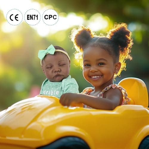 Aori Lifelike Reborn Baby Dolls Black - 18-Inch Realistic Newborn Baby Dolls Black American Real Life Babies Dolls Cloth Body with Feeding Kit & Gift Box for Kids Age 3+ thumbnail 6