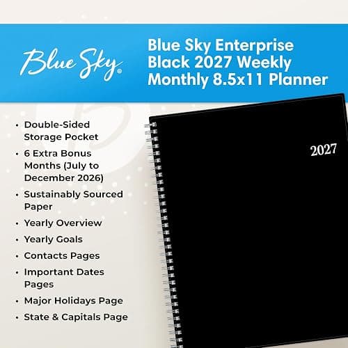 Blue Sky 2027 Weekly & Monthly Planner Calendar, 8.5"x11", Enterprise | January 2027 - December 2027, Flexible Cover, Durable Twin Wire Binding, Laminated Tabs, Storage Pocket thumbnail 9