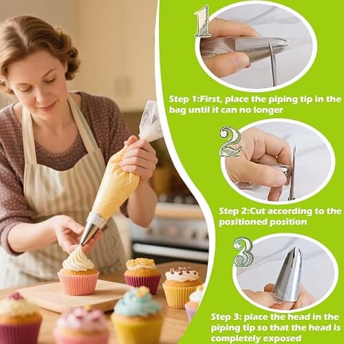Suuker Large Piping Tips Set, Stainless Steel Cake Decorating Tips, 5 Pieces Frosting Icing Tips for Cake Decorating, Cupcakes, Cookie (1A 1E 1C 9FT 356) thumbnail 6