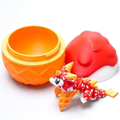 LUYUCUBE Colourful 3D Printed Dragon Egg,Little Dragon Inside Egg,Flexible Realistic Articulated Animal Fidget Toys,Mystery Figurines Gifts,Executive Desk Décor and Festival Collectible (ice Cream) thumbnail 9