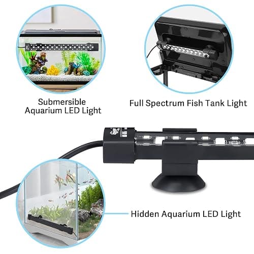 hygger 24/7 Mode Submersible Aquarium LED Light, Full Spectrum Hidden Fish Tank Light with 3 Rows Beads 7 Colors Auto On Off Sunrise-Daylight-Moonlight, Adjustable Timer Brightness 8W thumbnail 4