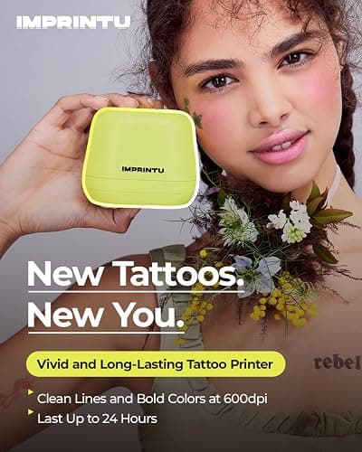 Imprintu Temporary Tattoo Printer – Full Set with Powder Primer & Balm Fixer, 100% Vegan Cosmetic Ink, Dual Mode for Skin & Objects, Lasts up to 24 Hours, Over 10,000 Custom Designs with iOS/Android thumbnail 4
