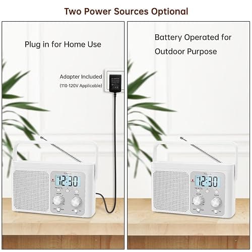 DreamSky AM FM Radio Portable - Shortwave Radio Battery Powered or Plug in Wall for Home Outdoor, Strong Reception, Large Dial Easy to Use, Digital Time Display, Transistor Antenna, Seniors Small Gift thumbnail 5