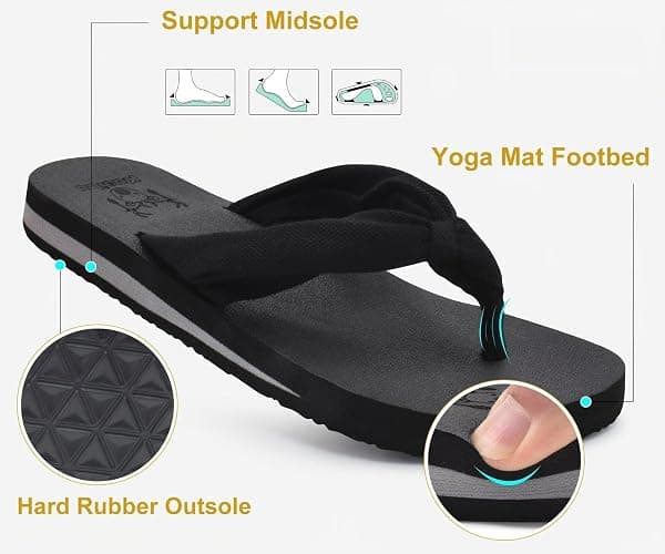 KuaiLu Flip Flops for Women with Arch Support Summer Beach Thong Sandals | Comfortable Yoga Mat Walking Shoes Cushion Slip On Casual Outfits Indoor Outdoor thumbnail 7
