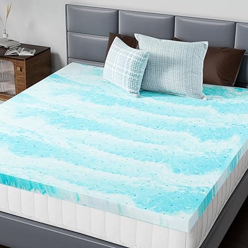 DUMOS Mattress Toppers Memory Foam Twin Size, 2 Inch Thick Bed Topper Pad Cooling Gel Infused Soft Comfy Padding Breathable for Sleeper Sofa Couch RV Camper, CertiPUR-US Certified, Blue - Twin - 2 Inches