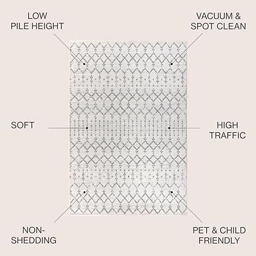 JONATHAN Y Boho Vintage Diamond Cream/Gray Indoor Area Rug 8X10 ft, Moroccan Hype for Living Room, Bedroom, Kitchen, Office, Easy-Cleaning, High Traffic, Pet-Friendly, Non-Shedding (MOH101B-8) - Cream/Gray - 7'9" x 10' (Rectangular) thumbnail 2
