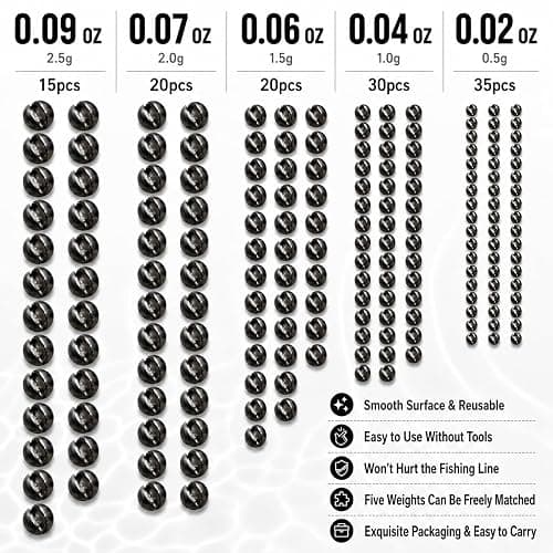 SANWEAL120PCS/200PCS Fishing Weights Sinkers - Premium Split ShotFishing Weights Sinkers - Round Removable Fishing Sinkers - 5/6 Sizes thumbnail 3