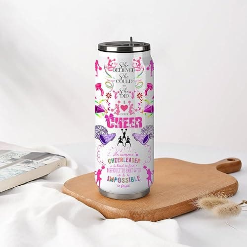 YOPIGOT Cheerleader Tumbler Cup,Cheer Gifts For Girls Women,Cheerleading Mug,Cheerleading Gift for Girls Teen Birthday Christmas Gifts for Cheer Coach Friend Besties Stainless Steel Tumblers 17oz thumbnail 2