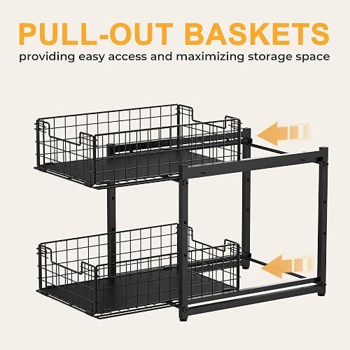 Under Sink Organizer, 2-Tier Pull Out Cabinet Organizer, Kitchen Bathroom Organizer and Storage, Spice Rack for Kitchen, Multi-use Sliding Drawers Shelves, Pack of 2 thumbnail 8