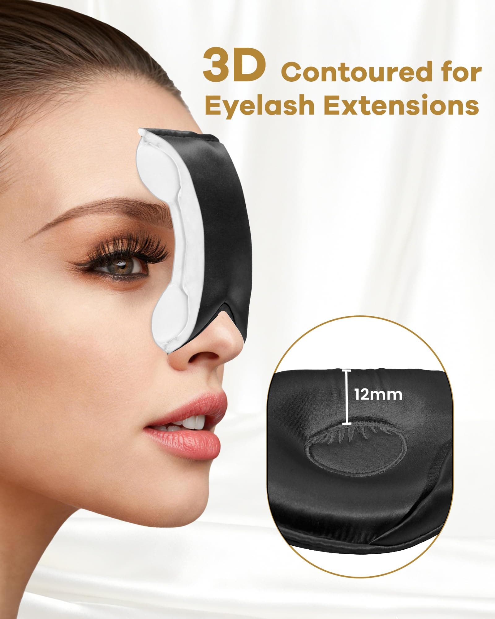 BeeVines Silk Sleep Mask, 1 Pack 22 Momme Silk Eye Masks for Sleeping with Adjustable Strap, 3D Contoured Sleep Eye Mask for Eyelash Extension, Blackout Mulberry Silk Eye Mask for Men & Women (Black) thumbnail 6