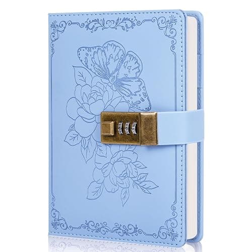 Diary with Lock, PU Leather Journal for Gifts, 224 Pages, B6 | Lock Diary for Women Girls, Personal Organizers with Lockable Password, Pen Holder&Bookmark, Refillable - Image 1