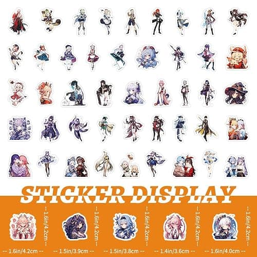 Genshin Impact Stickers for Water Bottle,200 PCS Cute Anime Cartoon Stickers Pack for Laptop Phone Skateboard Bicycle Suitcase Luggage Car Guitar,Waterproof Aesthetic Vinyl Stickers for Boys Girls thumbnail 5