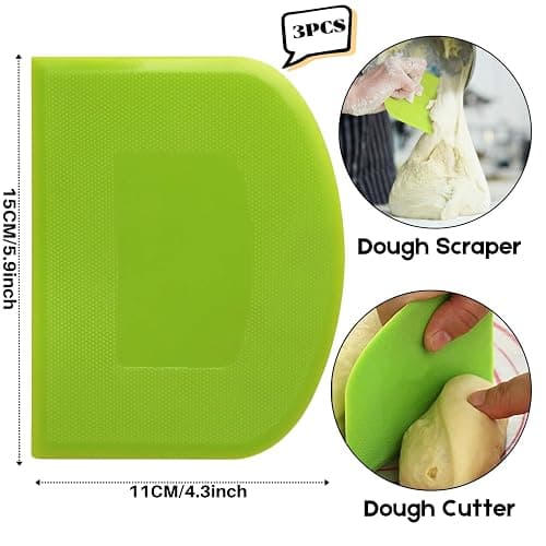 SURDOCA Dough Scraper Bench Scraper - 3P 5.9x4.3" Plastic Flexible Bowl Scraper, Sharp Edge & Angles Cake Scraper. Non-Slip Bakeware Decorating Tools Sculpting & Modeling Tools - Pink+White+Pink thumbnail 2