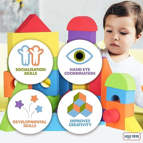 LOLO TOYS Large Building Foam Blocks for Toddlers – Giant Jumbo Big Building Blocks (30 Pieces) thumbnail 6