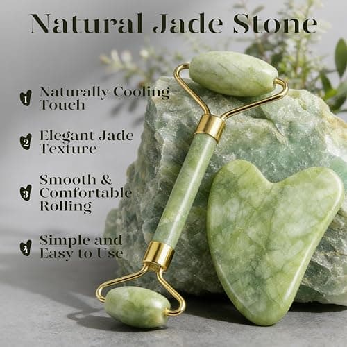BAIMEI IcyMe Gua Sha & Jade Roller Set, Cooling Face Roller & Guasha Tool for Face Depuffing, Facial Sculpting & Jawline Definition, Smooth Rolling Skincare Tools Gifts for Women & Men – Green thumbnail 2