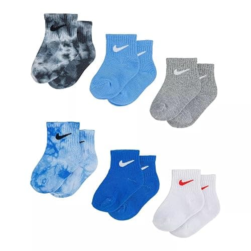 Nike Toddler Baby Boy Socks White/Blue 6 Pairs, Size 6-12 Months - Image 1