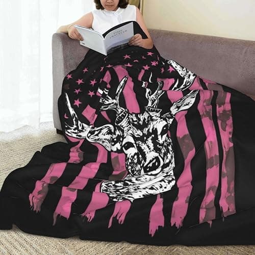 Travel Throw Blanket Warm American Flag camo Funny Deer Hunting Pink Camouflage Ultra-Soft Micro Fleece Blanket Elegant Throw Blanket for Teens, Women Men, Girls Boys thumbnail 8