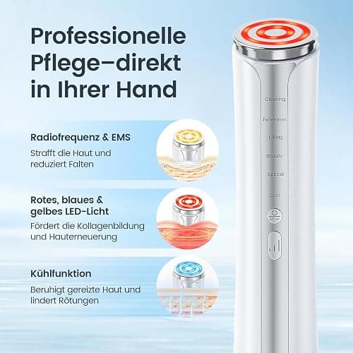 TIUUBT Appareil de Soin Visage par Radiofréquence avec Fonction de Refroidissement, EMS et Massage Facial, Appareil Beauté Visage avec Design Gua Sha pour Routine Quotidienne (Blanc Neige) thumbnail 5
