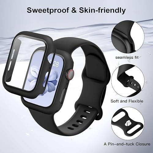 Sport Band and Case for Apple Watch Band 40mm 44mm 46mm 42mm 41mm 45mm 38mm iWatch Bands for Women/Men,Silicone Waterproof Strap with Cover Combo for Apple Watch Series 11 10 9 8 7 6 5 4 SE Ultra/2 3 thumbnail 3