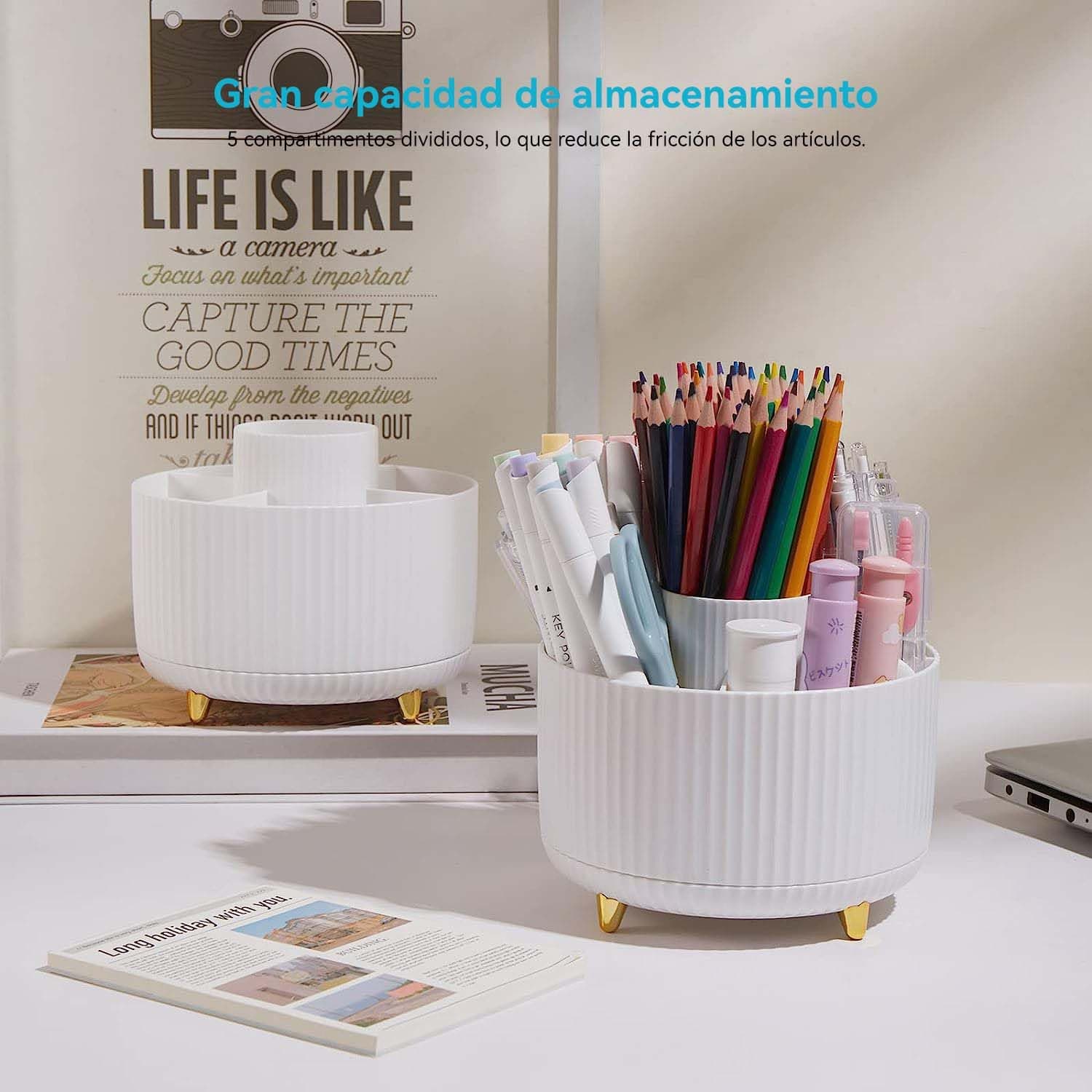 Organizador de Escritorio Giratorio 360 Grados -Organizadores de Maquillaje,Portalapiz para Escritorio,Organizador Multiusos Para Dormitorio, Cocina, Oficina, Etc.… thumbnail 4