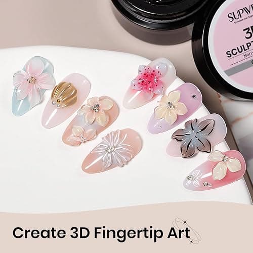 SUPWEE 3D Gel for Nail Art, Clear Sculpting Solid Hard Gel for Nails Non-Sticky for Carving Building Extension with Nail Art Pen Home DIY Manicure thumbnail 2