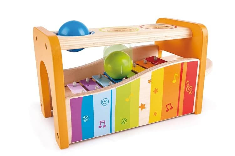 Hape Pound & Tap Bench with Slide Out Xylophone - Award Winning Durable Wooden Musical Pounding Toy for Toddlers thumbnail 6