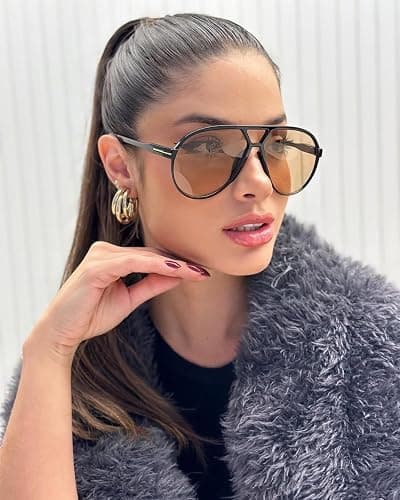 GUVIVI Retro Aviator Sunglasses for Women Men Oversized Classic 70s Vintage Trendy Tangle Free Square Aviators Sun Glasses thumbnail 2