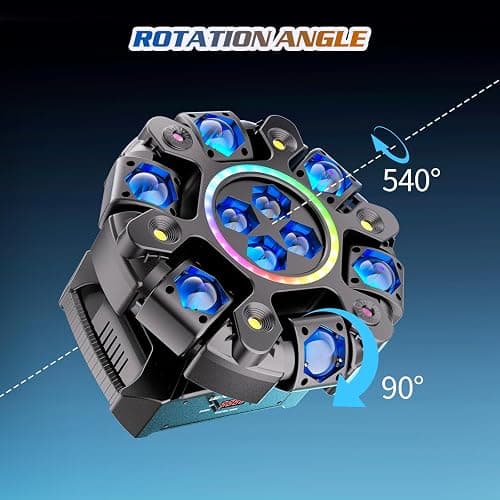 Moving Head DJ Stage Light 6-Arm RGBW with 4 Honeycomb Beams, 90° Swing 540° Rotate, White/Warm Strobe, Red/Green Starry Sky, Colorful Aperture Effects, Auto/DMX512 Control for Party Club Wedding thumbnail 4