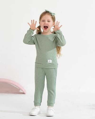 Weebaby Toddler Girl Clothes Infant Girl Sweatsuit Baby Pant Set Outfits Fall Winter Clothing Little Clothes for Girl thumbnail 3