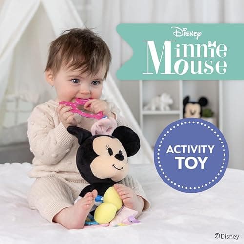 Disney Baby Minnie Mouse On The Go Activity Toy with Teething Rings, Crinkle Sounds, Mirror, and Rattle for Babies and Infants thumbnail 3