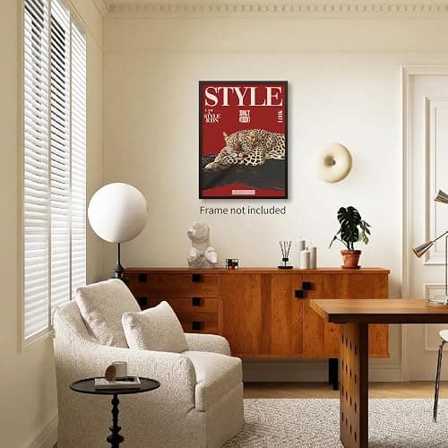 rumlud Red Cheetah Wall Art Vintage Trendy Cool Y2k Leopard Style Posters Funky Magazine Aesthetic Cover Canvas Prints for Living Room Bedroom Dorm Wall Decor 12X16 inch Unframed thumbnail 5