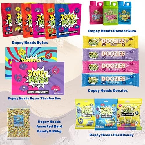 Dopey Heads | Powder Bubble Gum | HALAL | Blue Raspberry | Cotton Candy | Sour Apple | Flavoured Bubble Gum | Fruit Flavour | Sweet Gum Powder | 40g (1.41oz) Each | 3 Flavours (Pack of 3) thumbnail 6