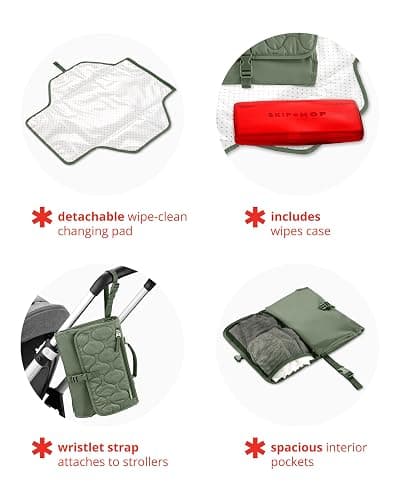 Skip Hop Pronto Signature Portable Changing Mat, Dark Sage, Easy Clean and Travel Friendly thumbnail 3