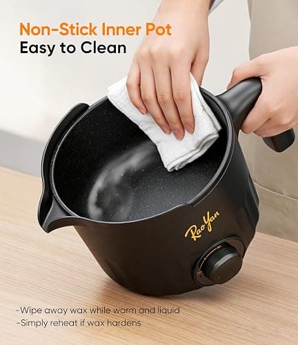 RAOYAN 1.5L Candle Wax Melter with Pour Spout, Candle Making Kit for Beginners and Adults, Wax Melting Pot for Candle Making with Stirring Spoon - Black thumbnail 4