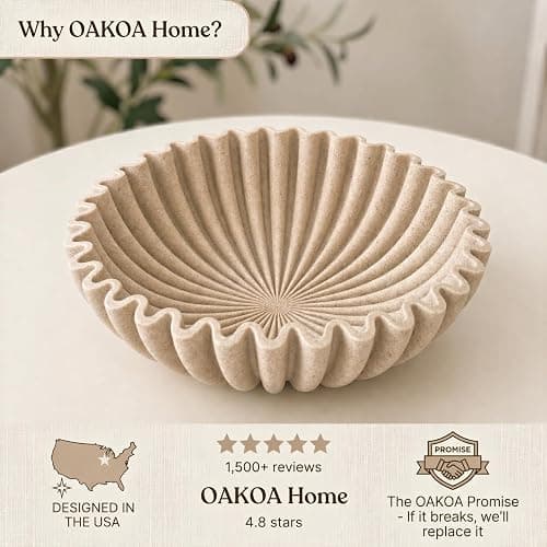 OAKOA Large Decorative Bowl for Home Decor - Purse Bowl Decor - Key Bowl for Entryway Table - Coffee Table Bowl - Organic Modern Home Decor thumbnail 3