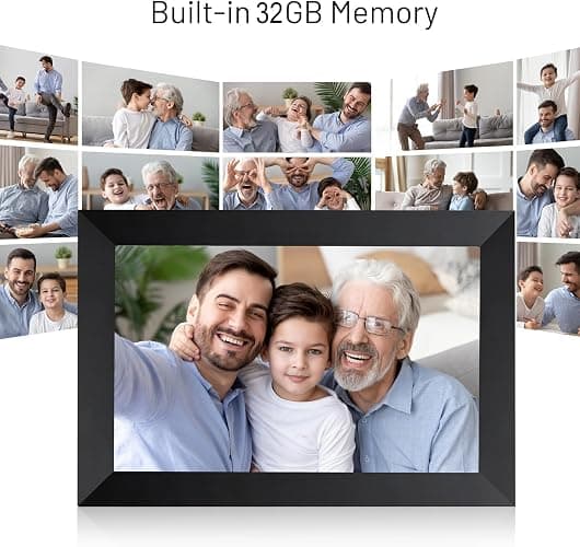 AEEZO 10.1 Inch WiFi Digital Picture Frame, IPS Touch Screen Smart Cloud Photo Frame with 32GB Storage, Auto-Rotate Easy Setup to Share Photos or Videos via AiMOR APP, Wall Mountable Black thumbnail 5