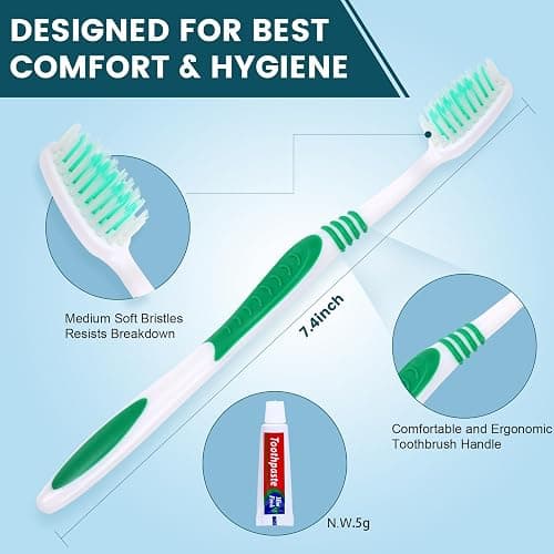 Navona 100 PCS Disposable Toothbrush with Toothpaste Bulk, Travel Toothpaste, Bulk Toothpastes, Individually Wrapped Bulk Toothbrush, Ergonomics Handle,Medium Soft Bristle, Perfect for Travel, Hotel thumbnail 3
