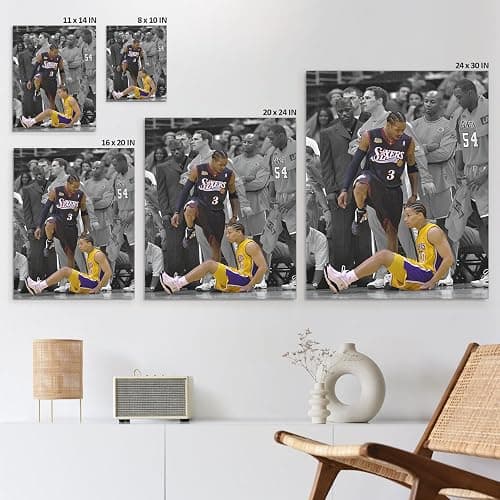B.B.F MAKE Basketball Canvas Wall Art, Iverson and Tyronn Lue Poster Prints NBA Star Artwork Decoration Motivational Sports Wall Decor for Gym Office Home Dorm Bedroom Living Room, Framed 8x10inch thumbnail 7