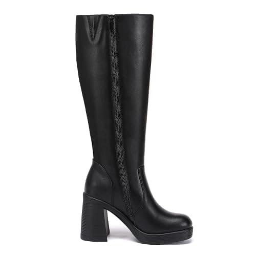 Glamnest Knee High Boots Women Chunky Heeled Square Toe Boot Platform Tall Long Boots Side Zipper Gogo Boots thumbnail 9
