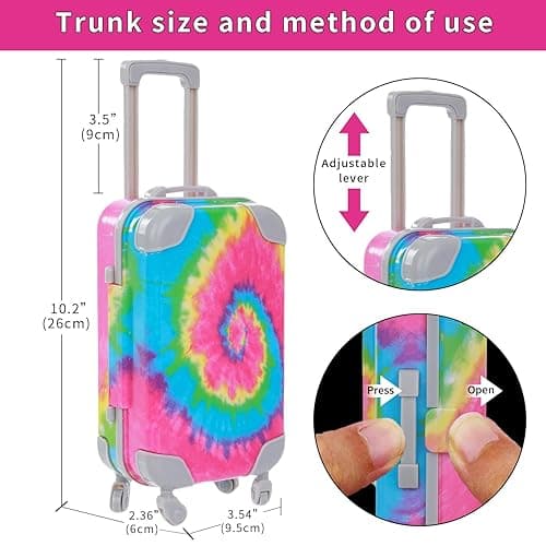 Ecore Fun American 18 Inch Doll Clothes and Accessories, 16 Pcs Girl Doll Clothes and Suitcase Travel Set- Luggage Short Sleeves Skirts Hairband Bag ect (No Dolls) thumbnail 4