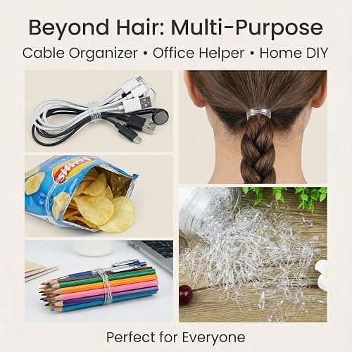 EAONE Clear Elastic Hair Rubber Bands, 1500pcs No Damage Mini Hair Ties Small Tiny Ponytail Holder, Hairstyling Accessories for Women Girls, 20mm in Diameter and 2mm in Width thumbnail 6