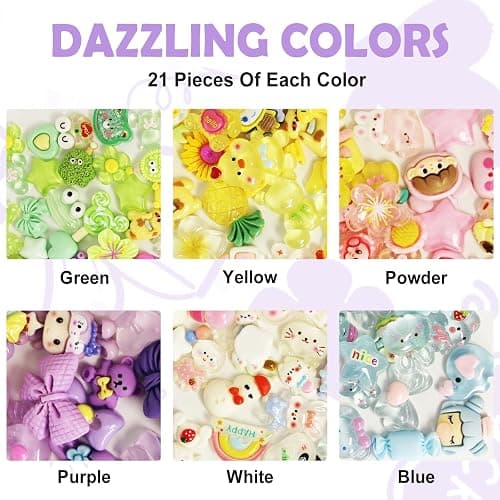 Bayurht 125PCS Slime Resin Charms 6 Colors Assorted Cute Charm Heart Bow Candy Charms Flatback Slime Charm Aesthetic Nail Beads for DIY Crafts Phone Cases thumbnail 4