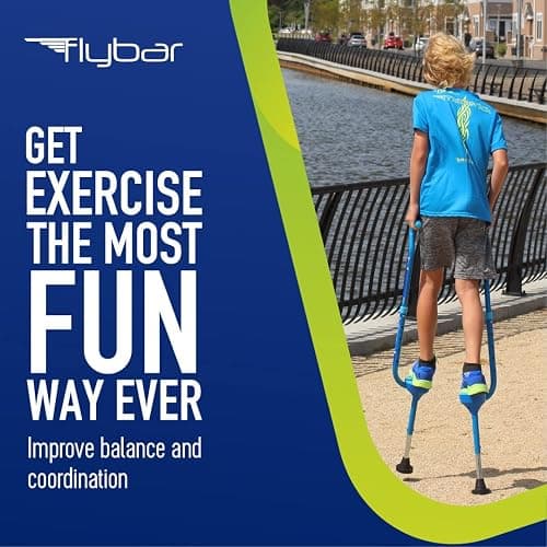 Flybar Maverick Walking Stilts for Kids - 5 Adjustable Height’s, Sturdy, Easy Assembly, Wide Non-Slip Rubber Bottom Tip, Foam Grips, Outdoor Toys for Kids 5+, 190 lbs thumbnail 4