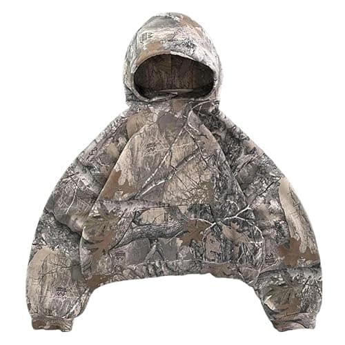 Y2k Cheetah Print Hoodie Pullover Vintage Leopard Print Hoodie Aesthetic Sweatshirt Trendy Graphic Streetwear Hoodies - Large - Pullover Camo
