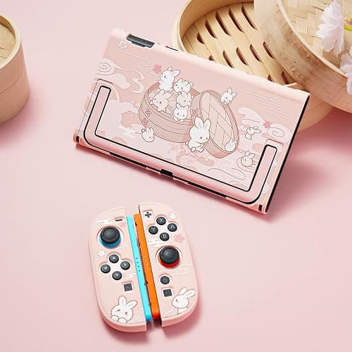 GeekShare Protective Shell Compatible with Switch 2, Kawaii Cartoon Dockable Case for Switch 2, Anti-Scratch and Shock-Absorption Design Cover Skin - Steamed Bun Rabbit thumbnail 6